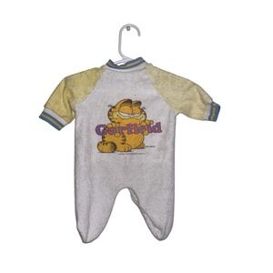 Lullaby Land Kids Sleeper Small Garfield Vintage Terry Cloth Snap Back White